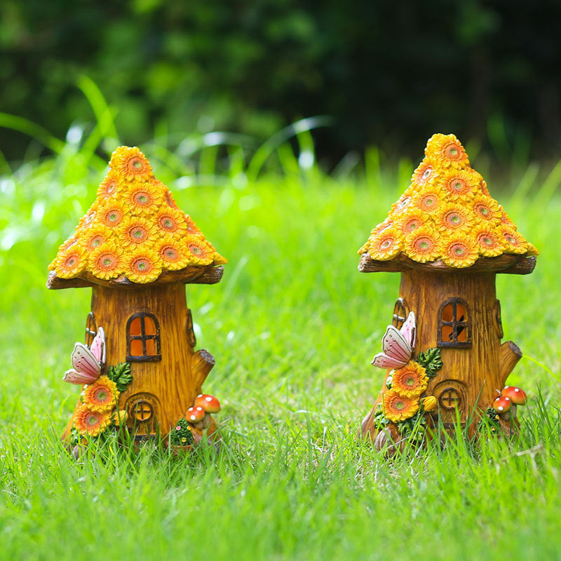 Resin Solar Lamp Decoration Tree House Lamp Outdoor Garden Lawn