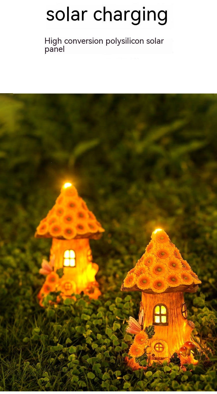 Resin Solar Lamp Decoration Tree House Lamp Outdoor Garden Lawn