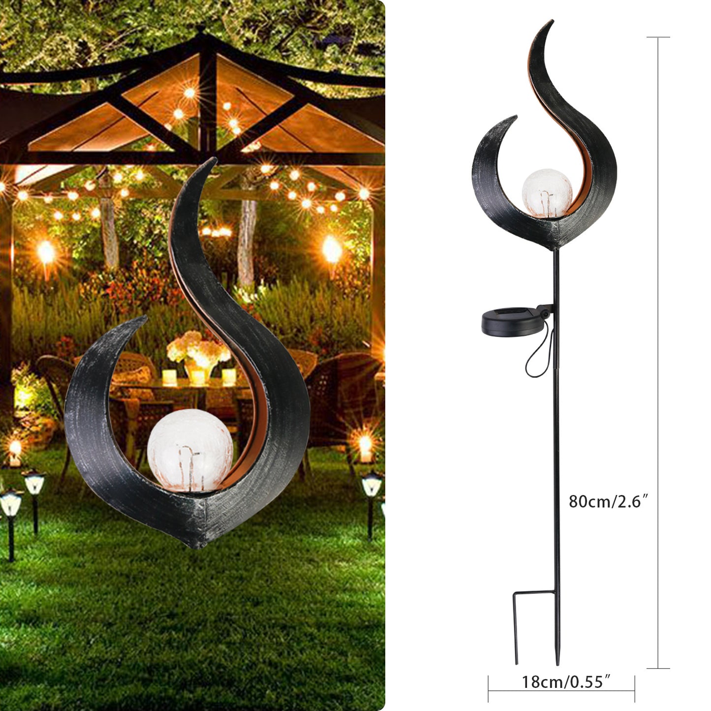 Outdoor Wrought Iron Ground Plug Solar Lawn Lamp Retro Hollow Courtyard Landscape Projection Lamp