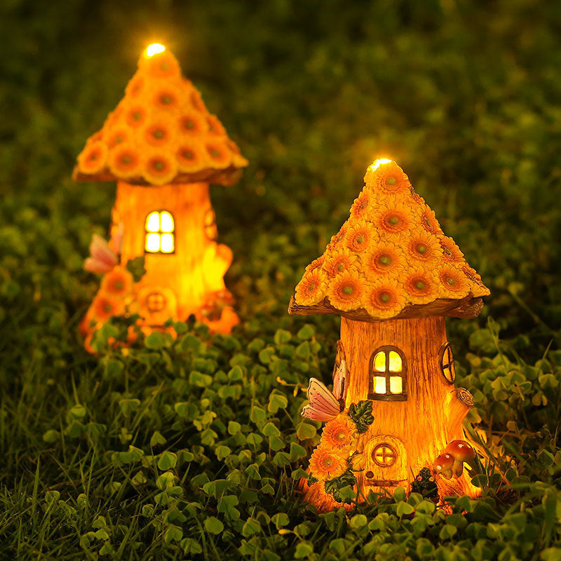 Resin Solar Lamp Decoration Tree House Lamp Outdoor Garden Lawn