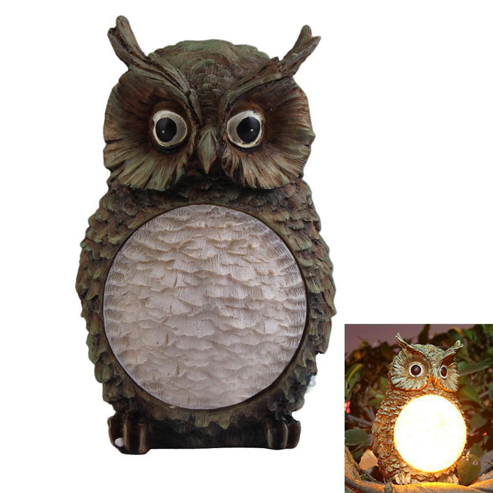 Solar Power Outdoor Owl Figurine Lamp