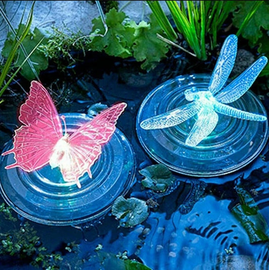 Solar LED Float Lamp Butterfly Dragonfly Shape Garden Pond Water Light Creative Swimming Pool Underwater Light Decor Accessories