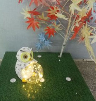 Solar LED Resin Owl Hug Ball Outdoor Villa Garden Landscape Light