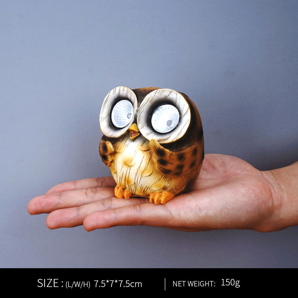 Solar Light Animal Sculpture Resin Ornament Cute Owl