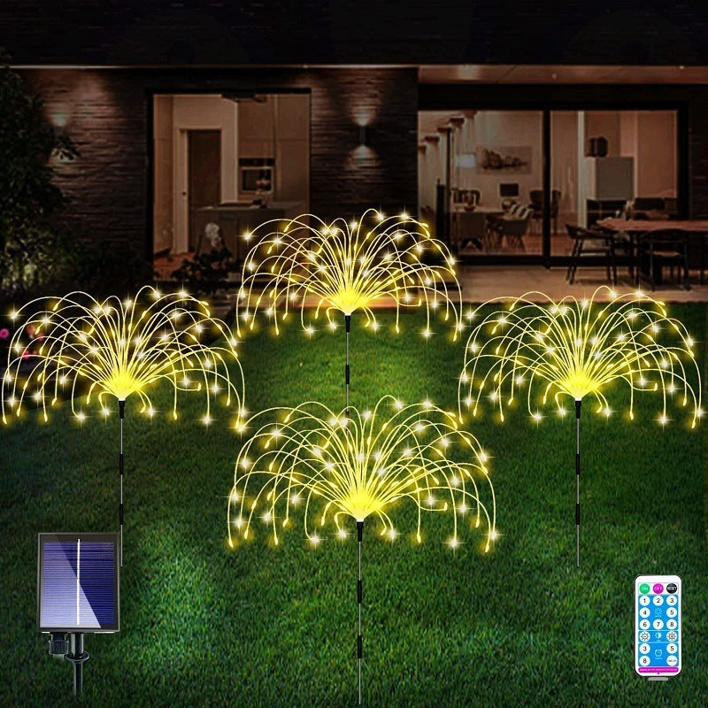 Solar Fireworks Lamp Drag A Waterproof Lawn Floor Outlet