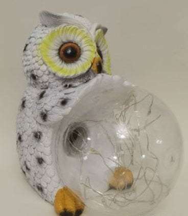 Solar LED Resin Owl Hug Ball Outdoor Villa Garden Landscape Light