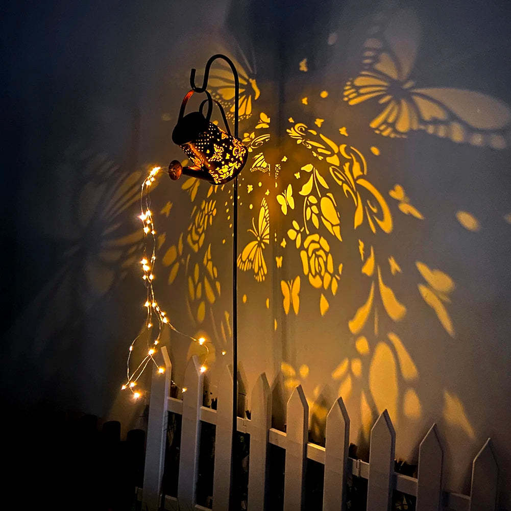 Solar Kettle Lamp Butterfly Pattern Iron Lamp