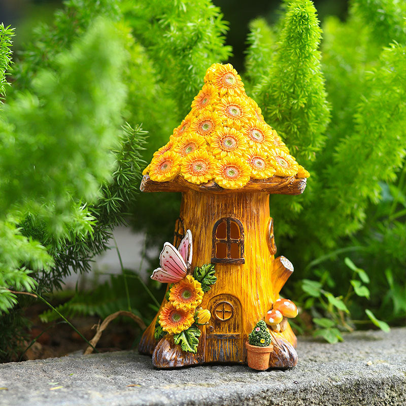 Resin Solar Lamp Decoration Tree House Lamp Outdoor Garden Lawn